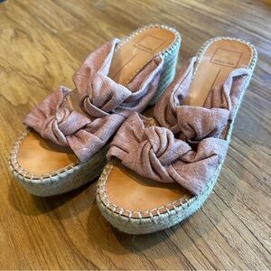 Dolce Vita Women’s Rose Colored Double Knot Espadrilles Platform Slip On Sandals